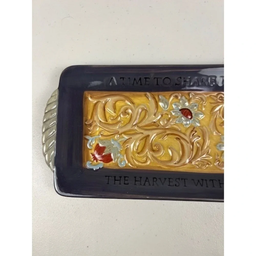 Amscan Harvest Sentiment‎ Ceramic Serving Kitchen Trinket Wall Hanging Tray